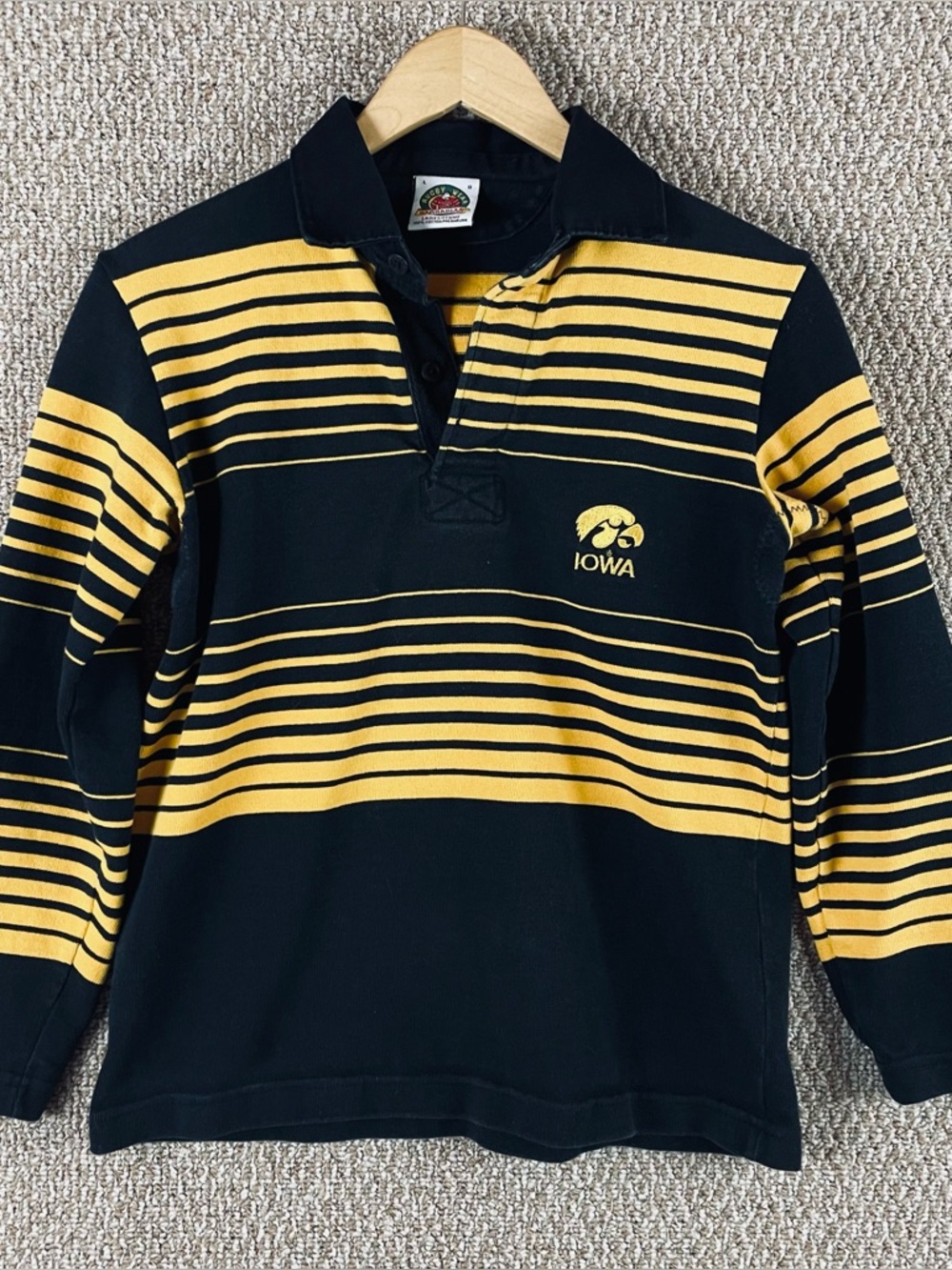 Vintage University Of Iowa Hawkeyes Rugby Shirt Women's Large Embroidered D25